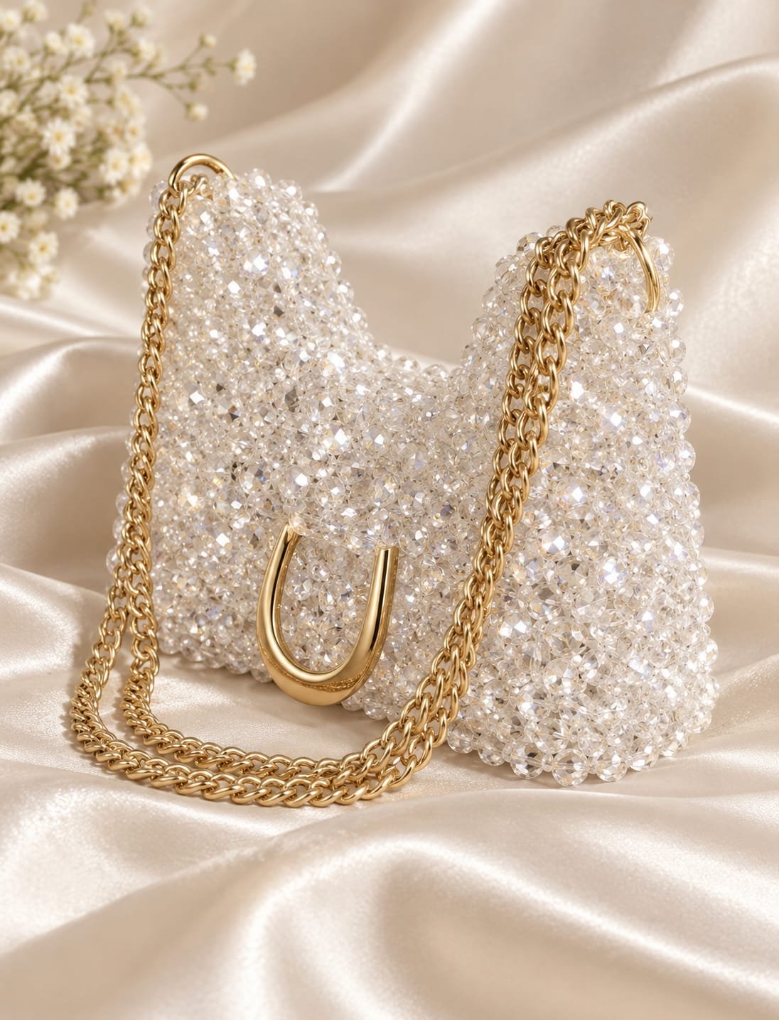 White crystal beaded